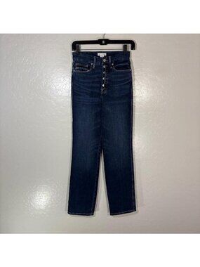 Good American Good Curve Straight Jeans Womens 0/25 Dark Wash High Rise 25x29.5